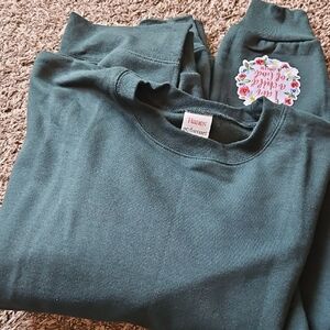 Jesus Dark Green Sweatshirt.  With Christian Patches.  Large & Cozy.